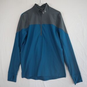 Under‎ Armour Run 1/4 Zip Pullover Womens Medium HeatGear Fitted Mock Neck Blue